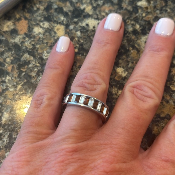 Henri Bendel Silver Ring with Brown Accents - Picture 1 of 6